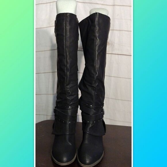 Pop Adrienne Riding Boots Block Heels Size 11M - Picture 2 of 5